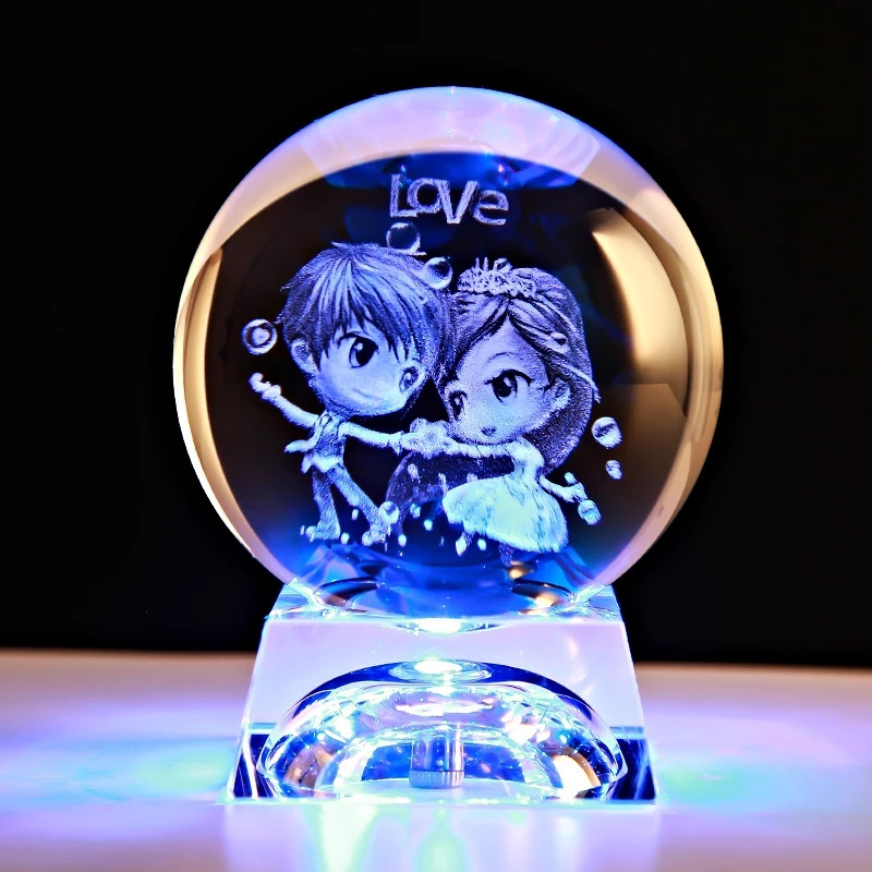 3d Ball Laser Engraved For Christmas Ornament Souvenir Gift Crystal Glass Ornaments