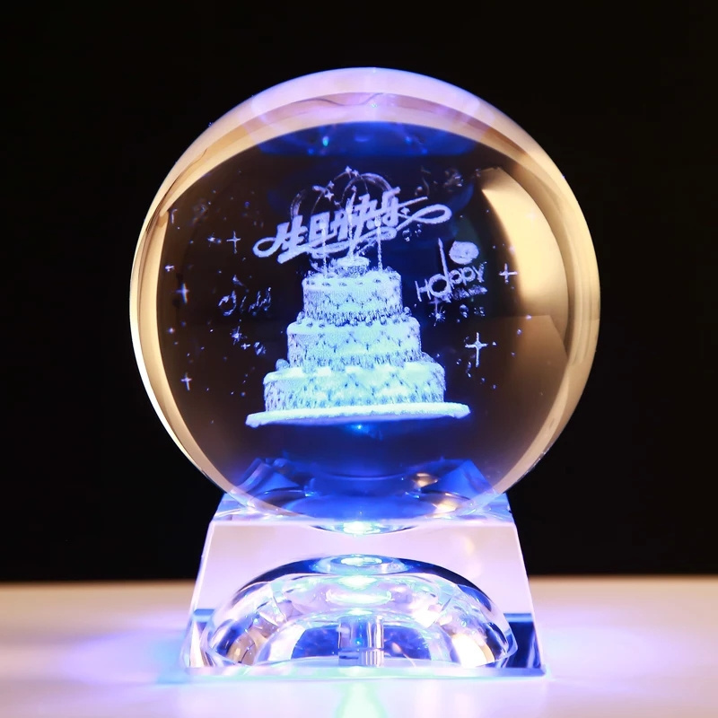 3d Ball Laser Engraved For Christmas Ornament Souvenir Gift Crystal Glass Ornaments