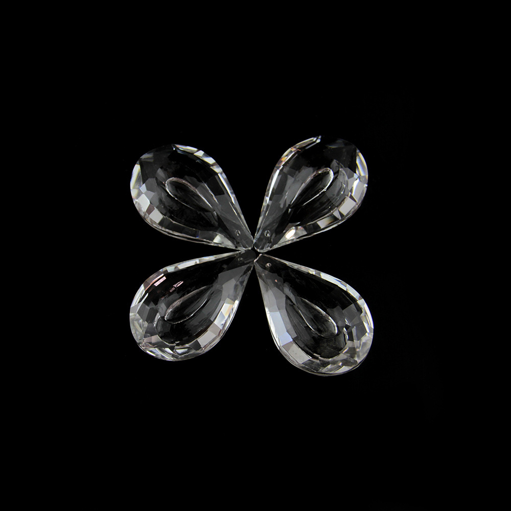 Wholesales 76mm Clear Waterdrop Beads Chandelier Parts Smooth Glass Garland Crystal, Lampwork & Glass K9 Crystal Two Holes JN