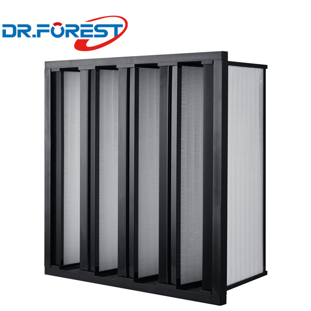 Professional Large Volume Air Conditioning And Ventilation System W-type Medium High Efficient V-Bank 592X592 Air Filter