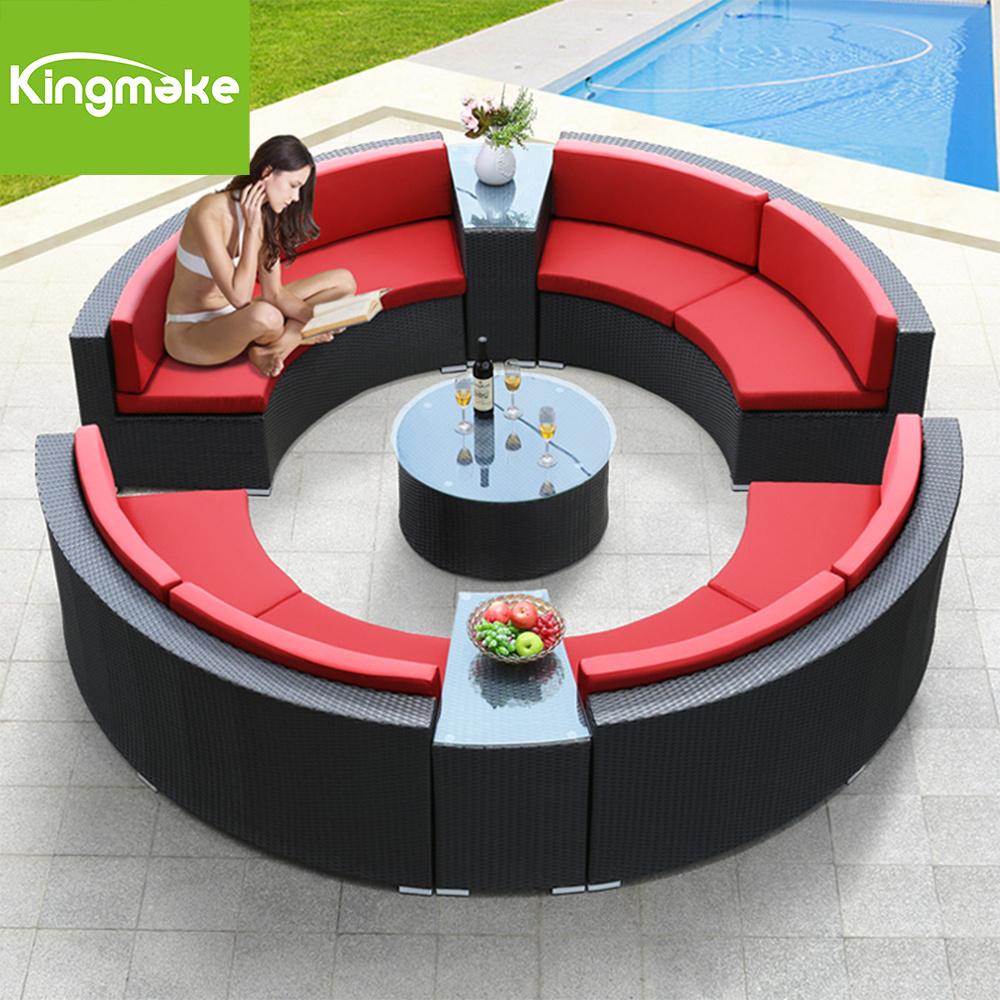 Modern Grey round Backyard Furniture Garden Sofa Set Patio Furniture Set cushion Outdoor Furniture Garden Set