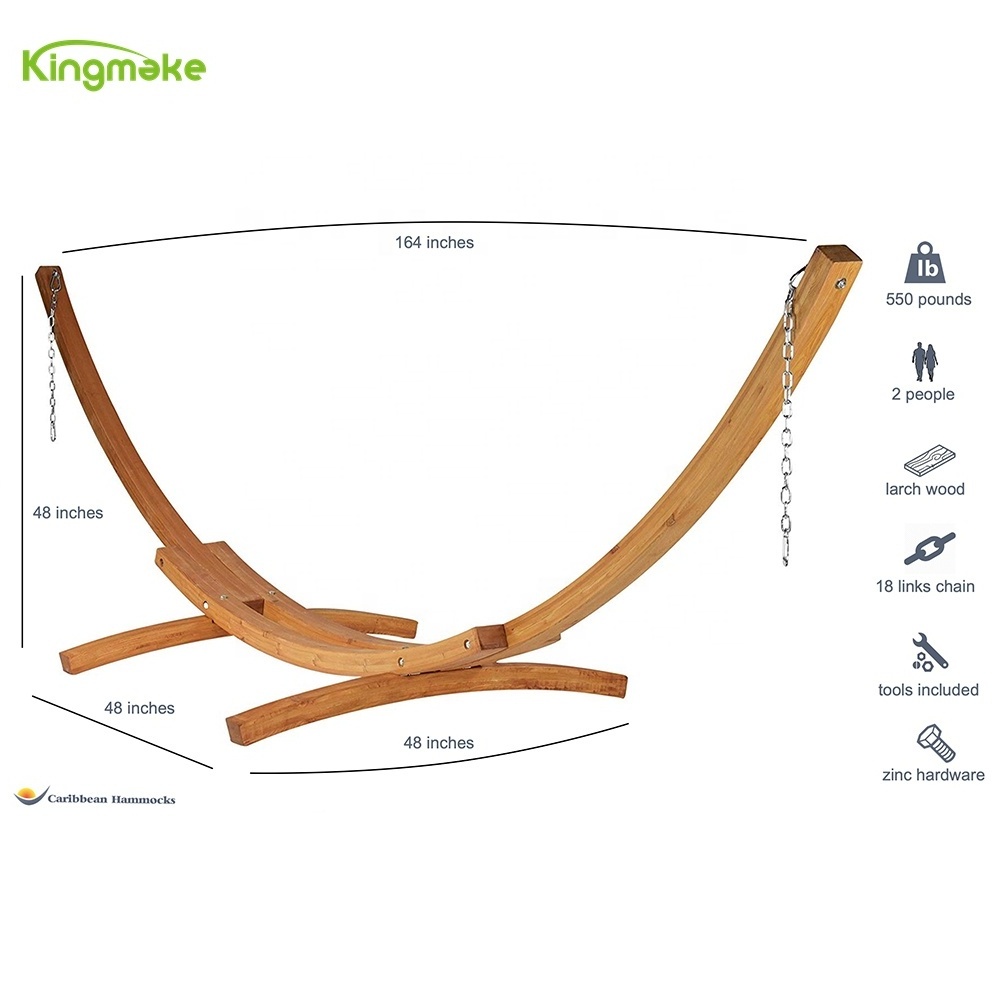 Kingmake  luxury Moon-shaped Wooden Arc Hammock Outdoor Patio & Garden Leisure Single Swing Chair