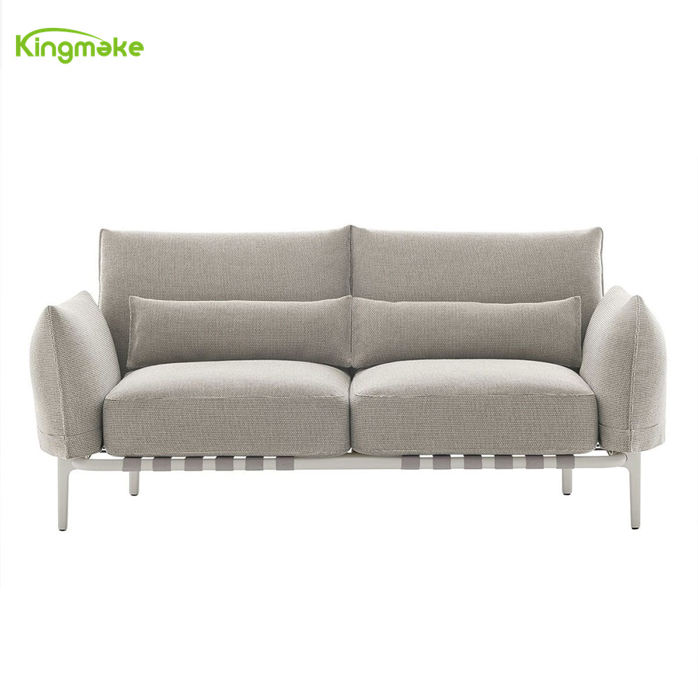 Outdoor  Modern Garden Patio Conversation 2 Piece Sofa Sectional Aluminum Frame Sofa Set With Cushions