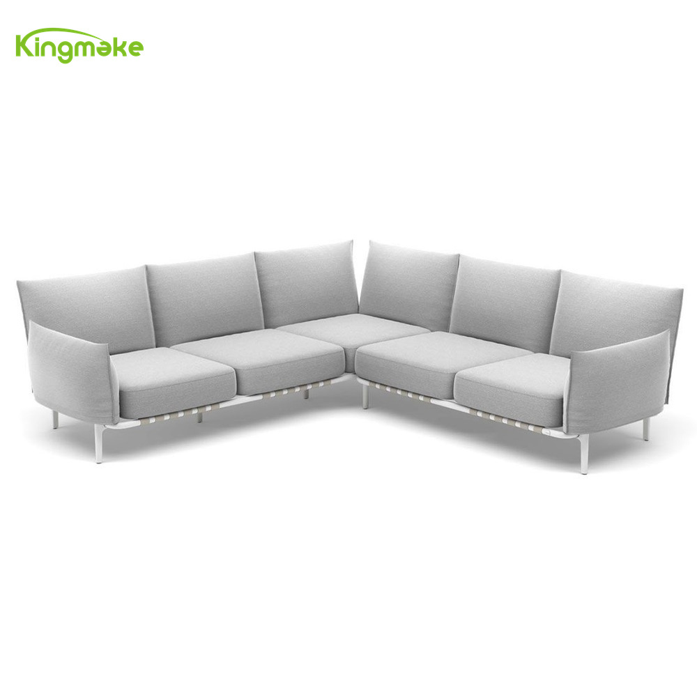 Outdoor  Modern Garden Patio Conversation 2 Piece Sofa Sectional Aluminum Frame Sofa Set With Cushions