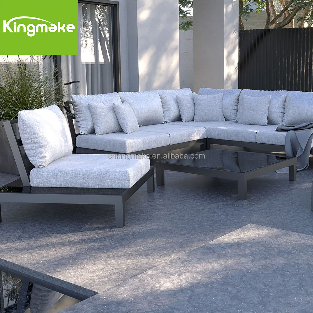 Luxury Outdoor Garden Aluminum Sofa Set Furniture Outdoor Sectional Couches Outdoor Corner Sofa U Shape Sofa With Coffee Table