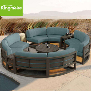 Luxury Hotel Metal Frame Outdoor Sectional Lounge Sofa Set Round Aluminum Garden Sofa Patio Furniture With Waterproof Cushion