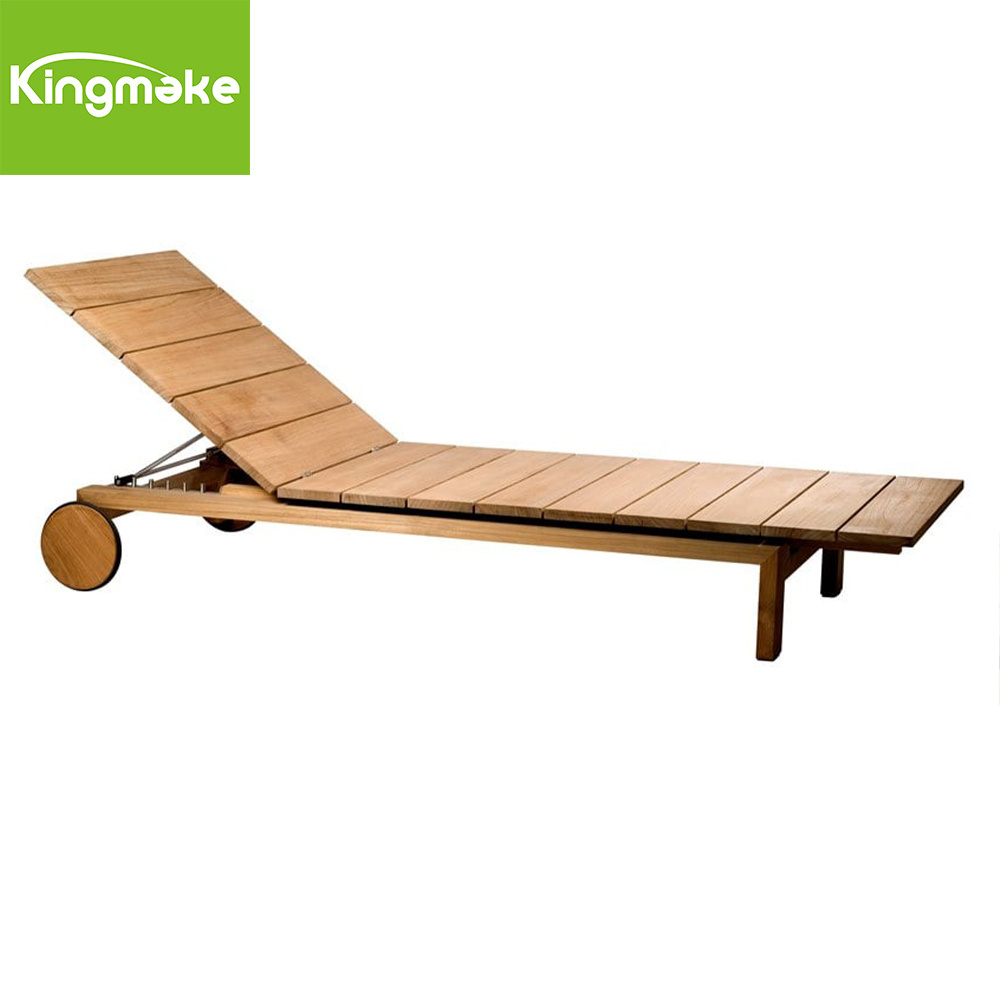 French style european sex chaise lounge chairs Garden teakwood Sun Lounger With Wheels outdoor Sun Lounger