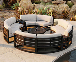 Solid Teak Wood Frame Patio with white-grey Waterproof cushion Design Outdoor Sofa Set Of Lounge Chair Furniture