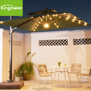 Garden Big Size Outdoor Aluminum 3m Square Hanging Offset Patio Umbrellas Bases Patio Umbrellas Parasols with LED light