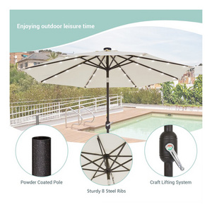 Custom White Outdoor Beach Umbrella with Fringe Sun Parasol for Hotel and Villa Sun Shade for Outdoor Use