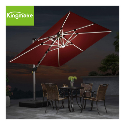 New Design Custom Garden Sun Umbrella LED Light Garden Sun Parasol Roman Outdoor Umbrella for Hotel Park Exterior Shading