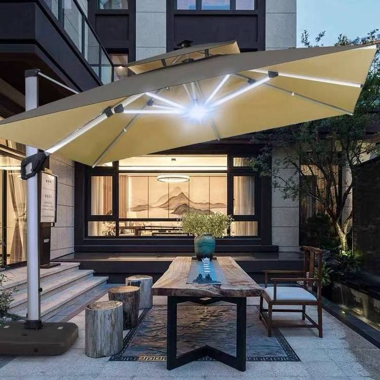 Beach Umbrella Sun Garden Parasol Large Cantilever Outdoor Umbrella Patio Umbrellas With Led Light