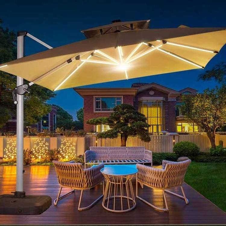 Beach Umbrella Sun Garden Parasol Large Cantilever Outdoor Umbrella Patio Umbrellas With Led Light