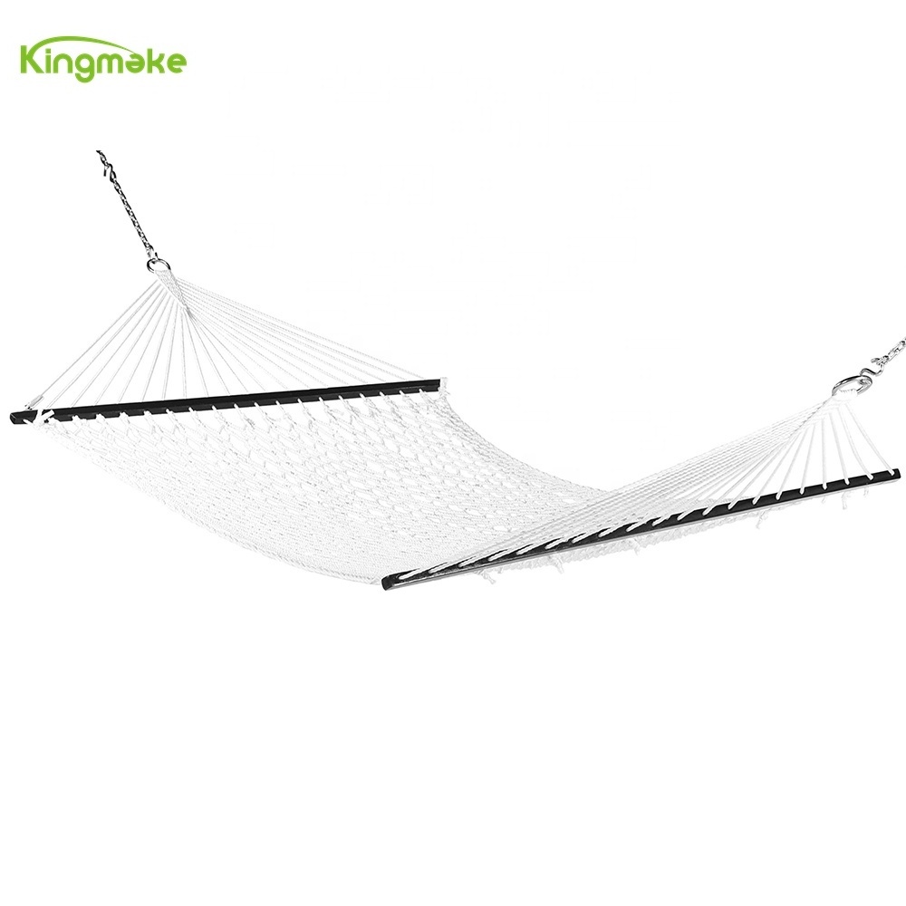 Kingmake High Quality Hanging single teak wood base Hammock Portable Camping Hammock Garden Hammock for outdoor