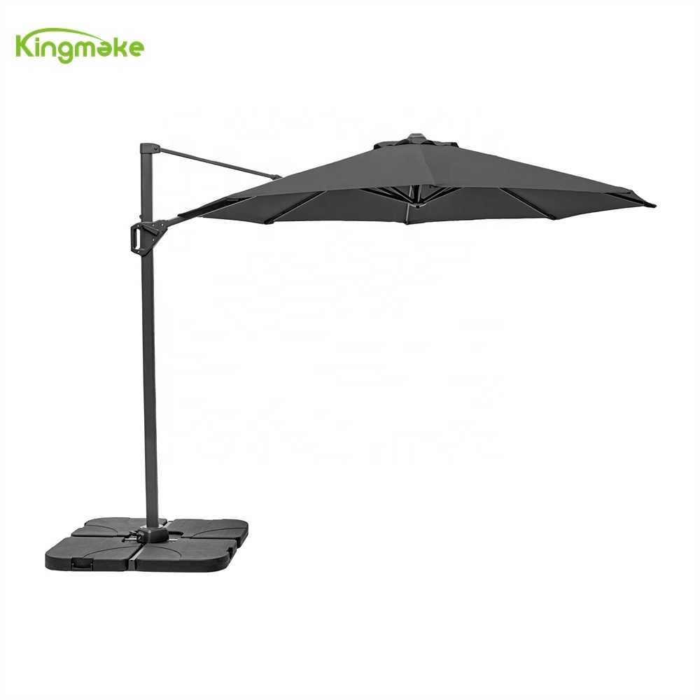 Kingmake Cheap Factory Large size Commercial Outdoor Restaurant Cantilever  Parasol sun shade Patio Umbrellas stone base