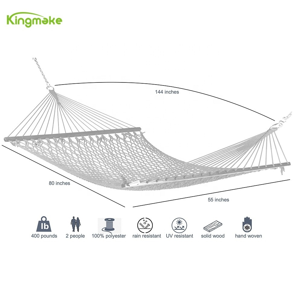 Kingmake New design Wooden Hammock Stand & Stone Stripe Hammock Stand with Spreader Bar Hammock for All Weather