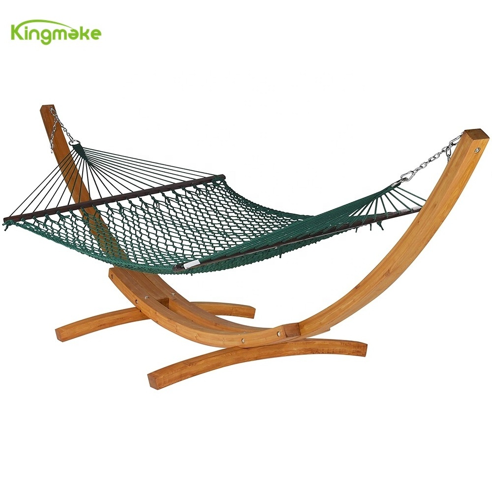 Kingmake New design Wooden Hammock Stand & Stone Stripe Hammock Stand with Spreader Bar Hammock for All Weather