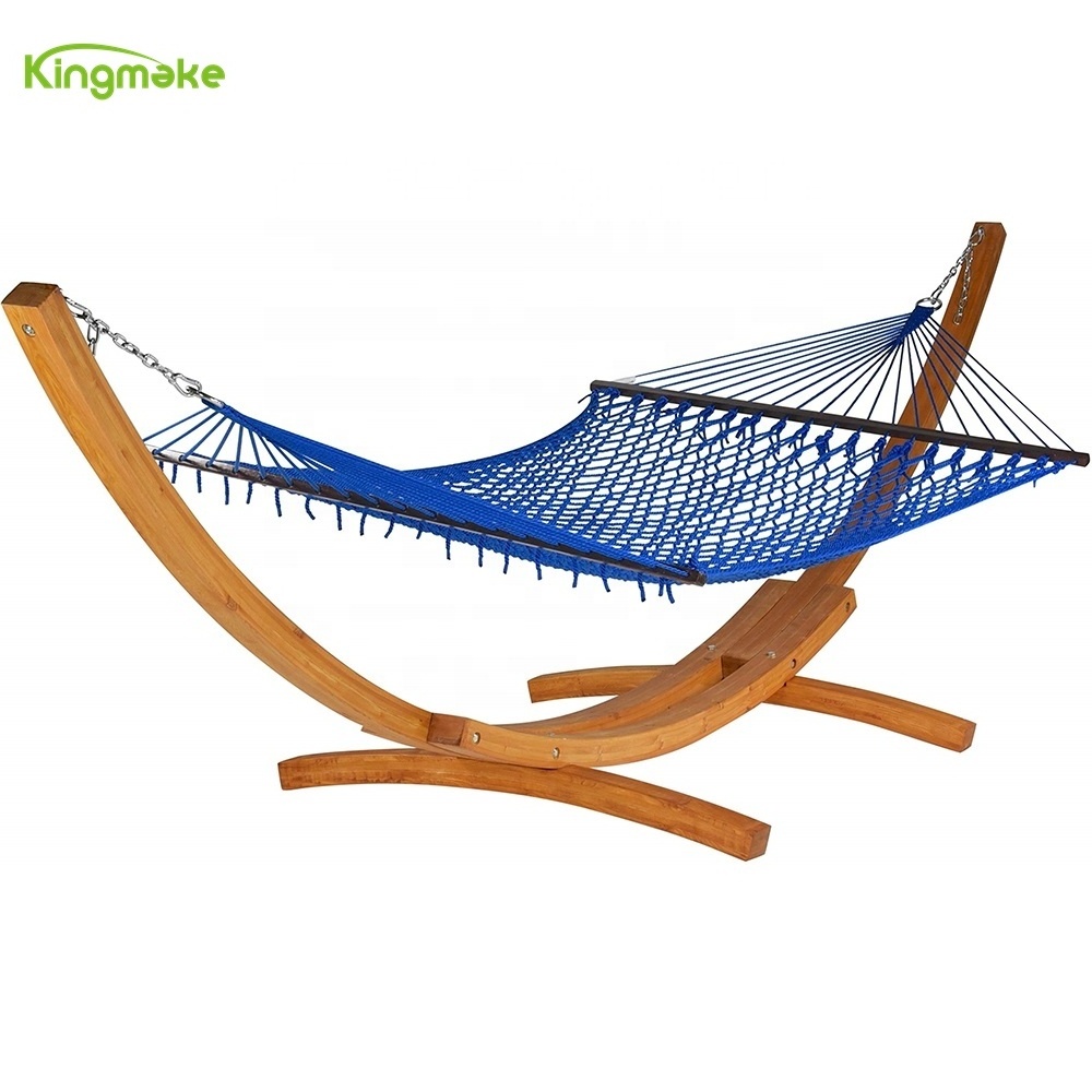 KIngmake factory  high quality  Outdoor portable luxury camping lounge chair garden hanging wooden hammock