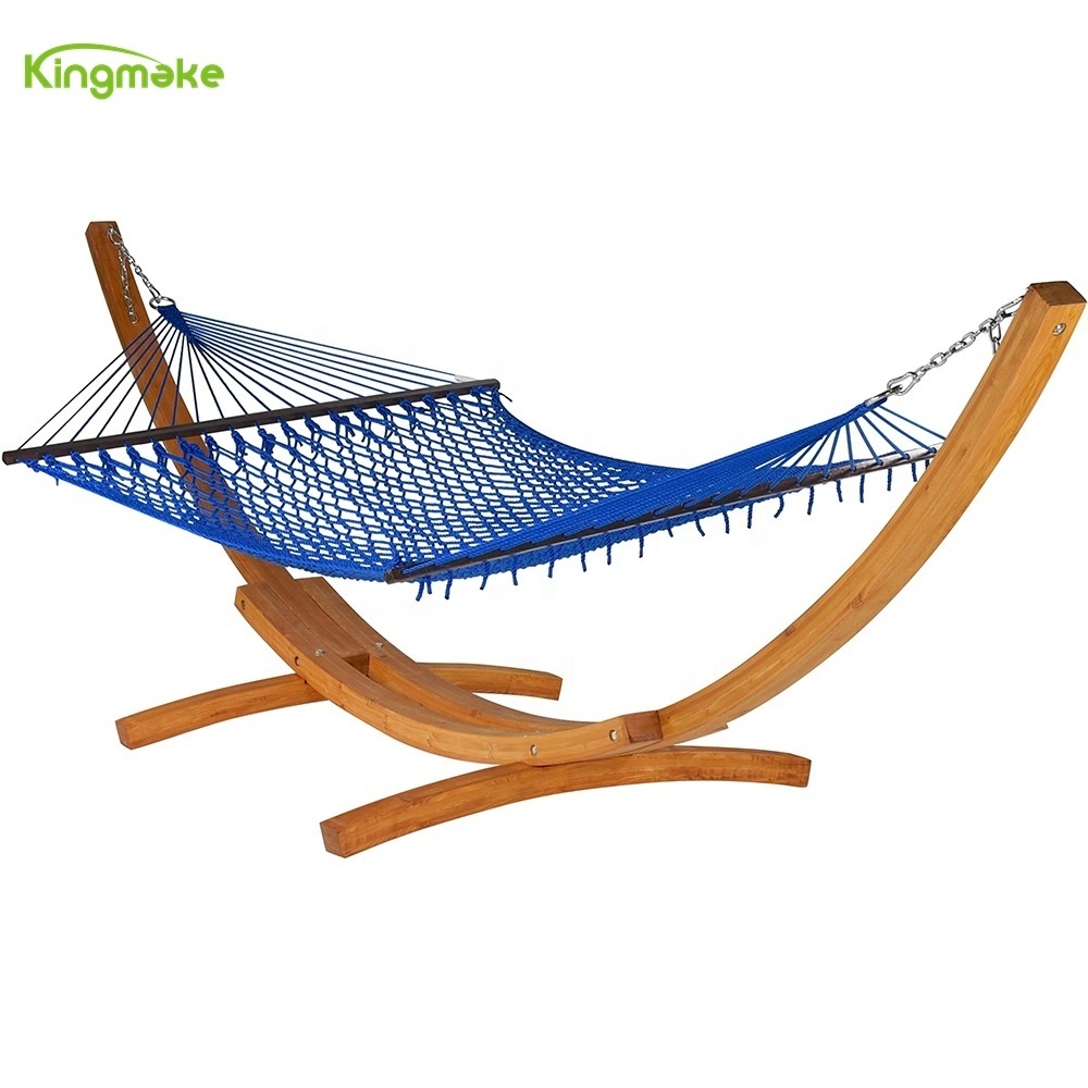 KIngmake factory  high quality  Outdoor portable luxury camping lounge chair garden hanging wooden hammock