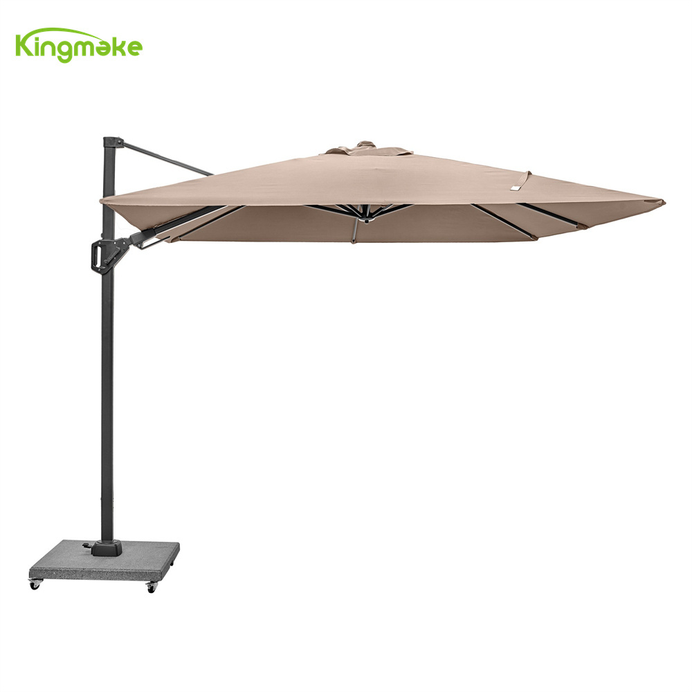 Restaurant Square 3m Sunshade Garden Umbrella Cafe Cantilever Parasol Beach Patio Umbrella With 360 Degree Base