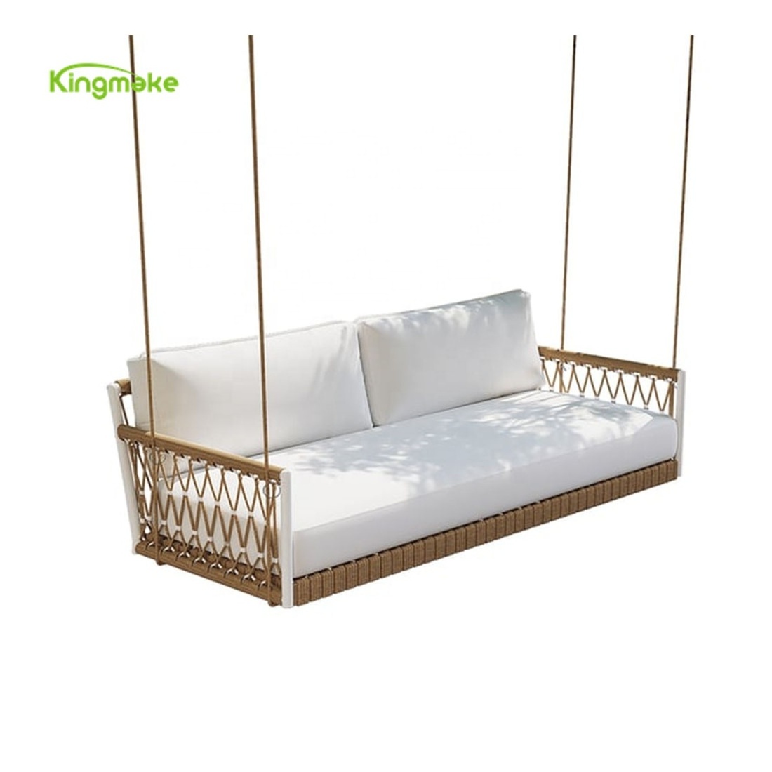 Kingmake leisure design rope weaving hammock double bed villa hotel garden with aluminum frame swing outdoor hammock