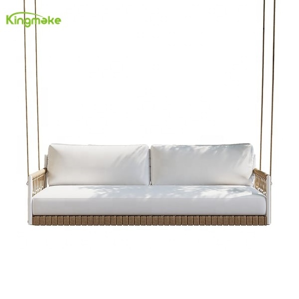 Kingmake leisure design rope weaving hammock double bed villa hotel garden with aluminum frame swing outdoor hammock