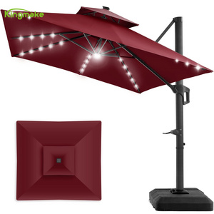 Garden Supplier Outdoor Led Lights Styles Offset Banana Restaurant Cantilever Umbrellas Parasol Patio Umbrellas Bases