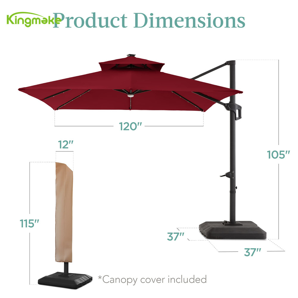 Garden Supplier Outdoor Led Lights Styles Offset Banana Restaurant Cantilever Umbrellas Parasol Patio Umbrellas Bases