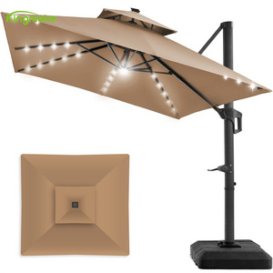 High Quality Side Stand Parasol With Led For Restaurant Rain And Sun Protection Outdoor Furniture Garden Patio Outdoor Umbrella