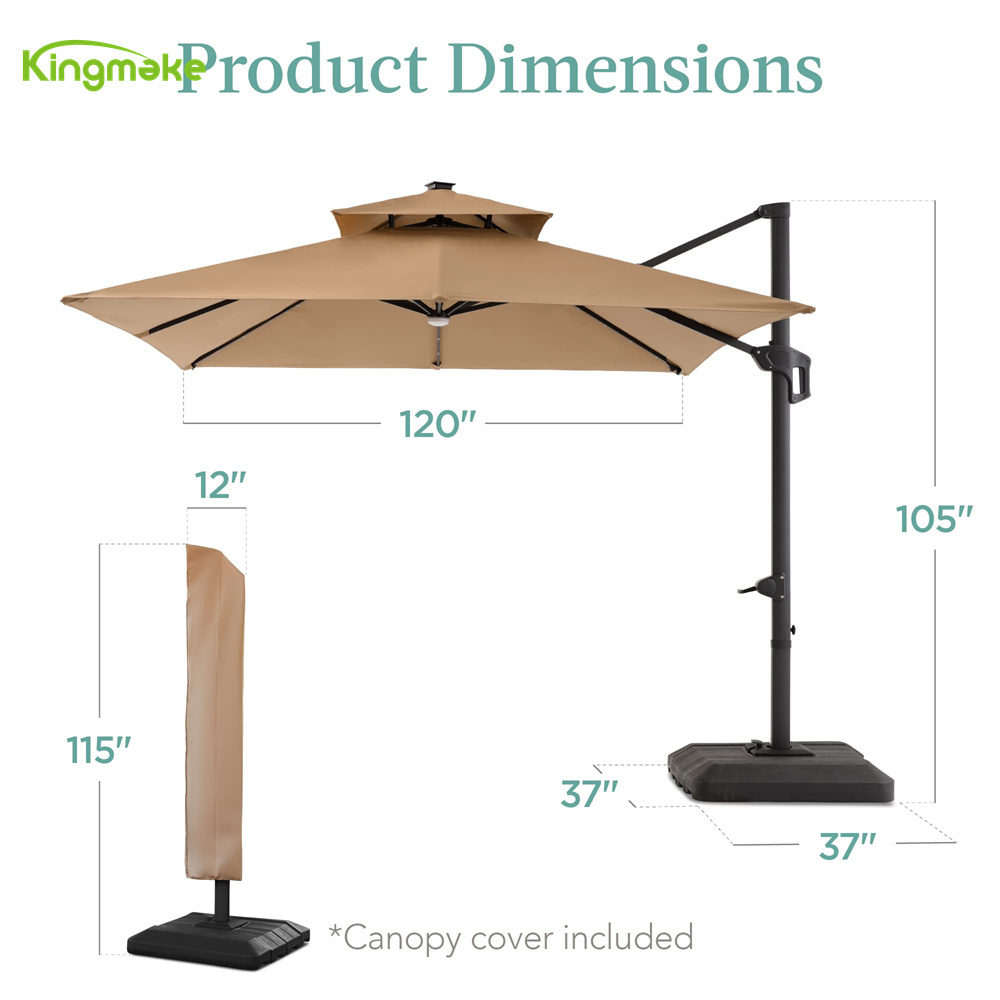 High Quality Side Stand Parasol With Led For Restaurant Rain And Sun Protection Outdoor Furniture Garden Patio Outdoor Umbrella