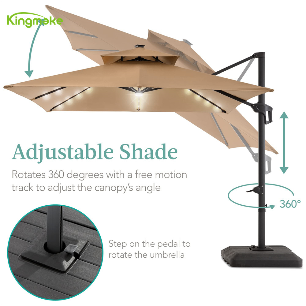 High Quality Side Stand Parasol With Led For Restaurant Rain And Sun Protection Outdoor Furniture Garden Patio Outdoor Umbrella