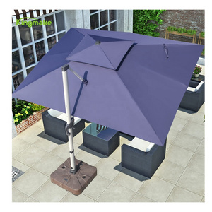 Luxury Hotel Parasol Aluminum Beach Big Umbrella outdoor patio Blue Stands custom fabric dia 3m outdoor Umbrella