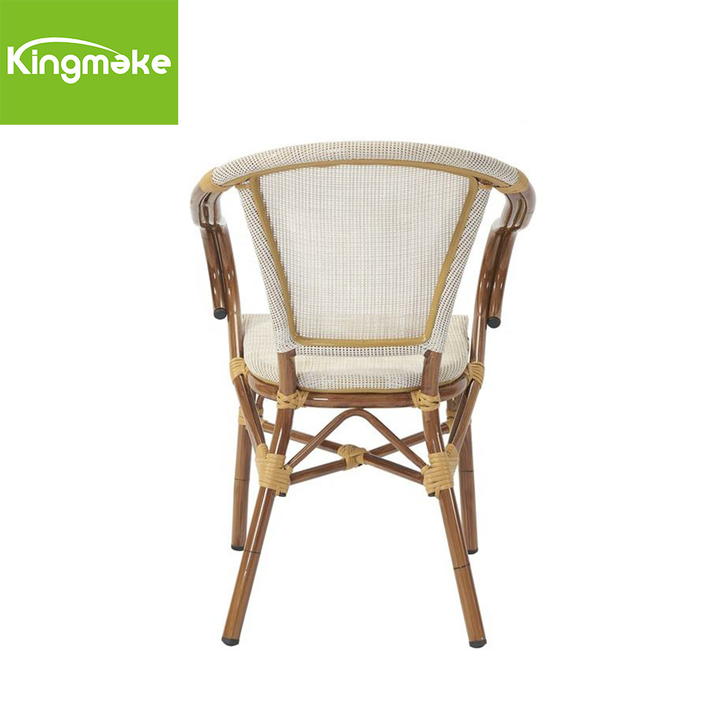 Luxury Weaving Fabric Patio Chair Rattan Garden Restaurant Chairs French Bistro Chair