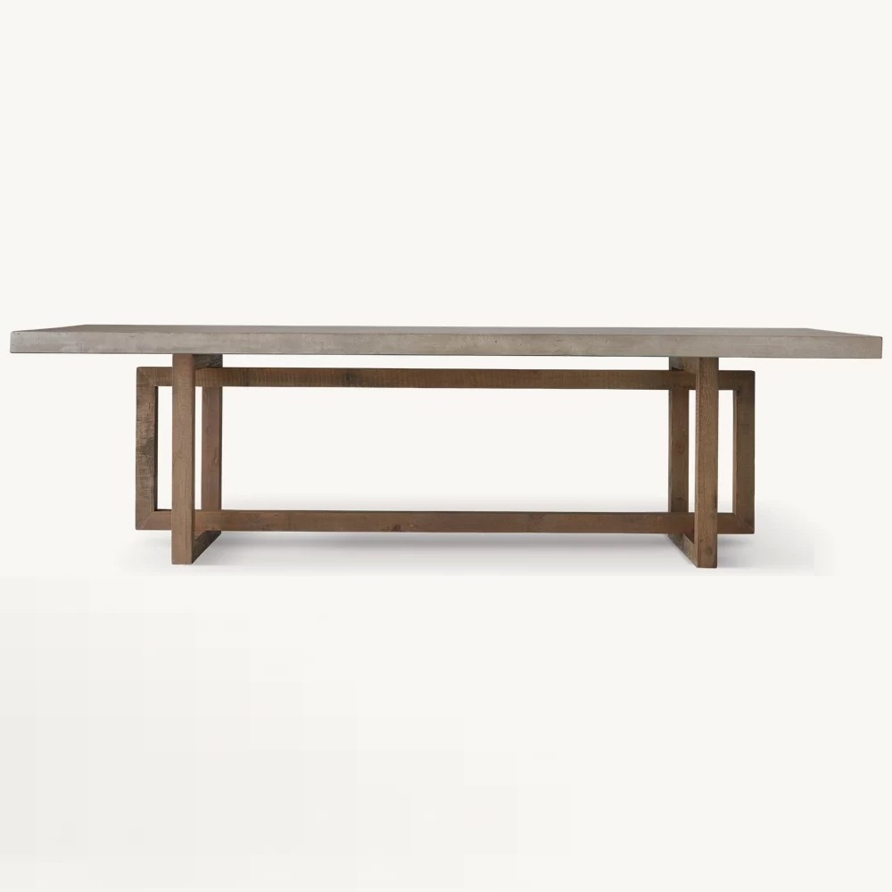 Modern American Style Dining Room Wooden Rectangular Cement Dining Table Round Solid Wood Table Concrete Dining Table