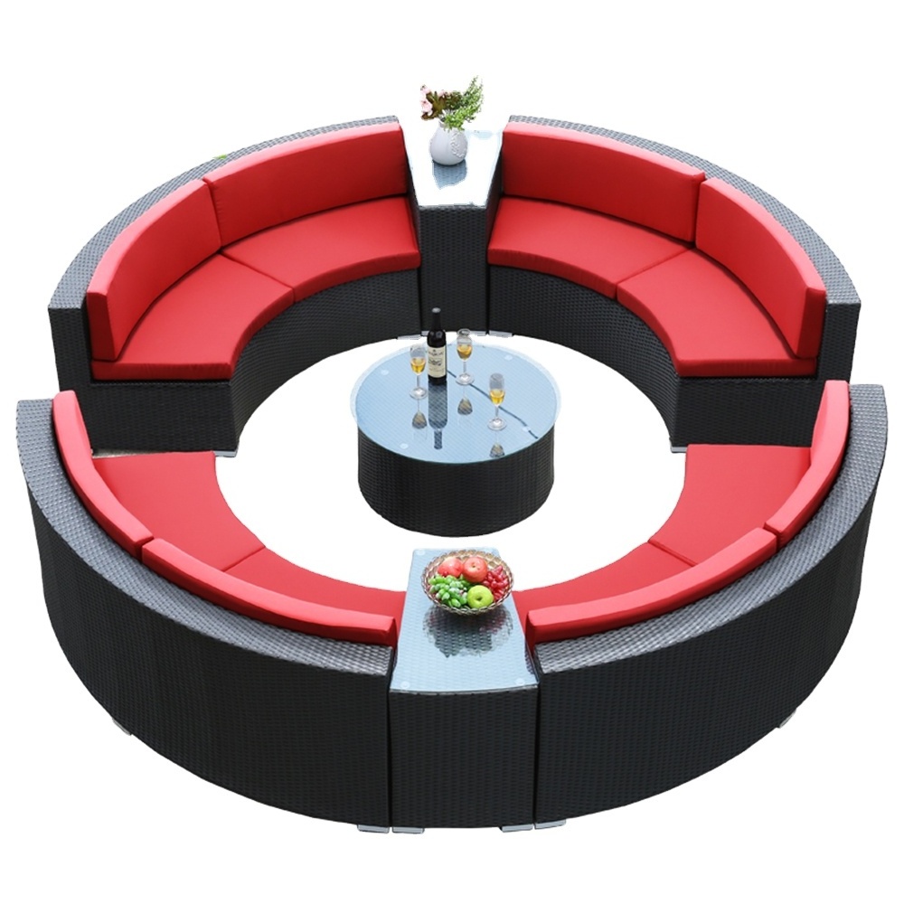 Modern Grey round Backyard Furniture Garden Sofa Set Patio Furniture Set cushion Outdoor Furniture Garden Set