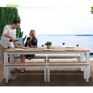 Hot Sale 8 Seater Modern Dining Table And Bench Set Patio Restaurant Hotel Teak Wood Dinner Table Sets Furniture Outdoor With Ou