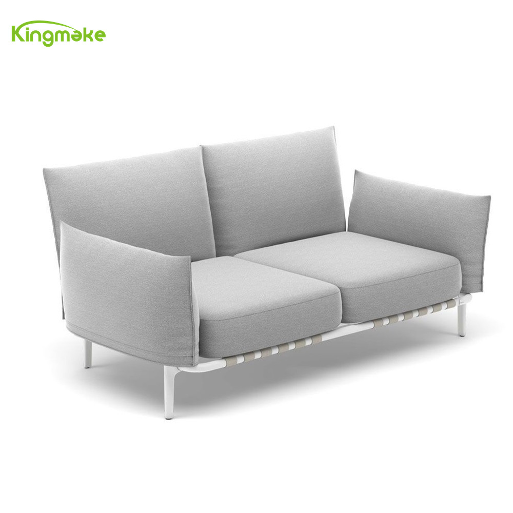 Outdoor  Modern Garden Patio Conversation 2 Piece Sofa Sectional Aluminum Frame Sofa Set With Cushions