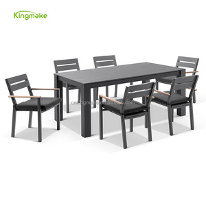 Heavy duty turkish furniture rectangle shape 6 seater dining table and chairs ceramic dining sets outdoor restaurant furniture