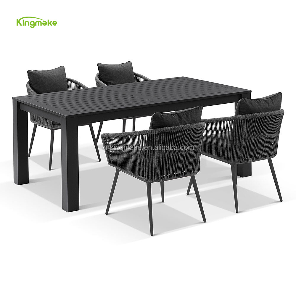 Aluminum Dinning Table Set For 4 Chairs Rattan Wicker Outdoor Furniture