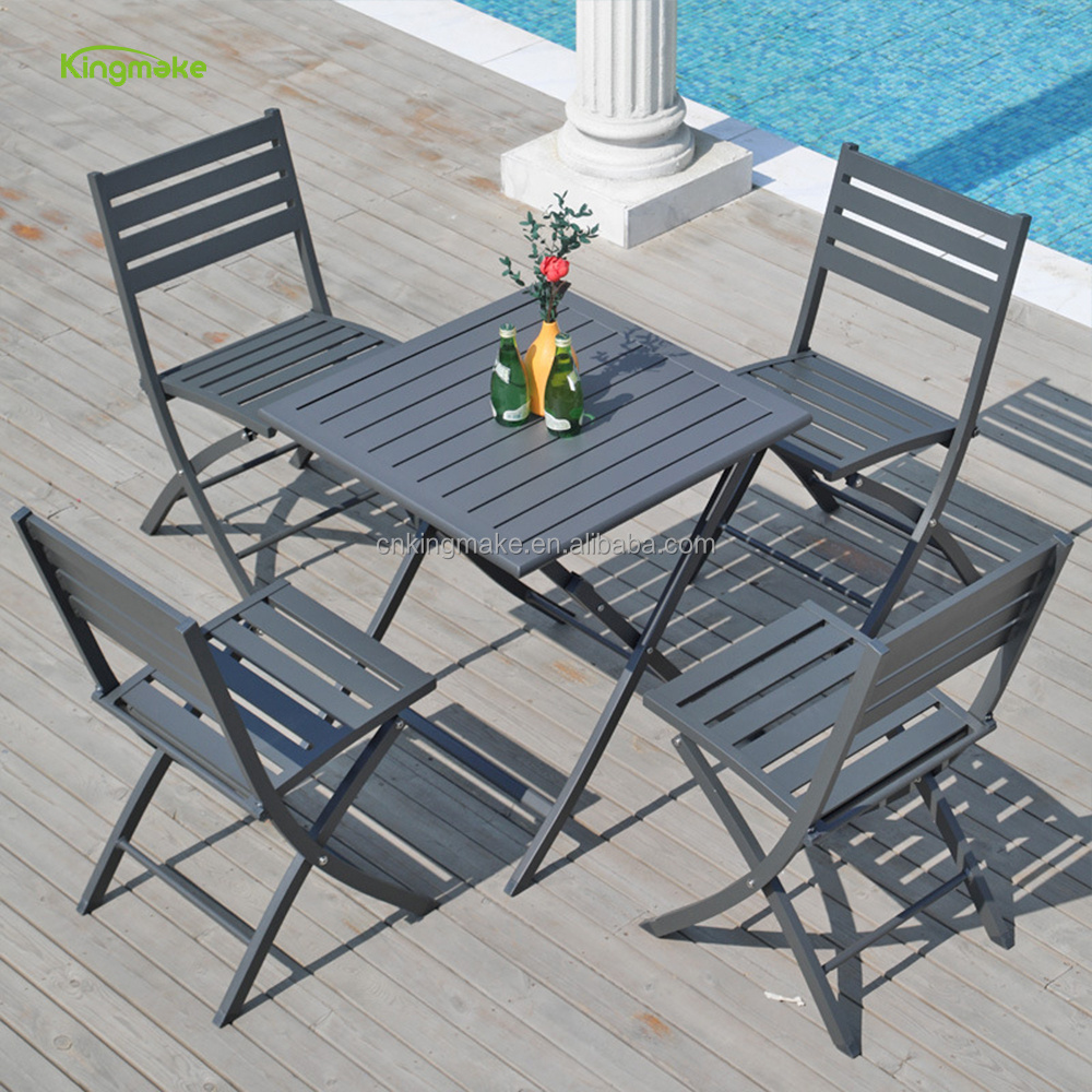 Wholesale Restaurant 4 seater Table Set Aluminum bistro folding table and chair outdoor furniture table set for cafe