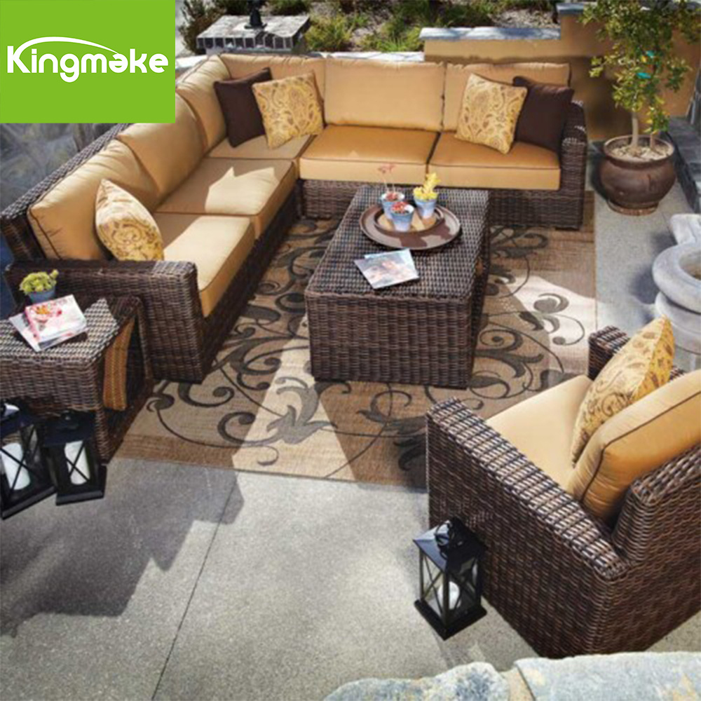 Factory Rattan Outdoor Wicker Patio Garden Sofa Furniture Fancy Sofa And Table Sets With Cushions