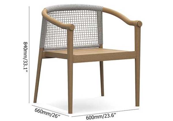 Modern Outdoor Patio Poolside Teak Wood Furniture Teak Finish Round Table Unique Rope Weaving Chairs For 6