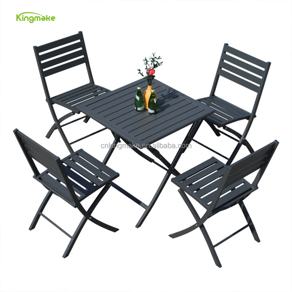 Wholesale Restaurant 4 seater Table Set Aluminum bistro folding table and chair outdoor furniture table set for cafe