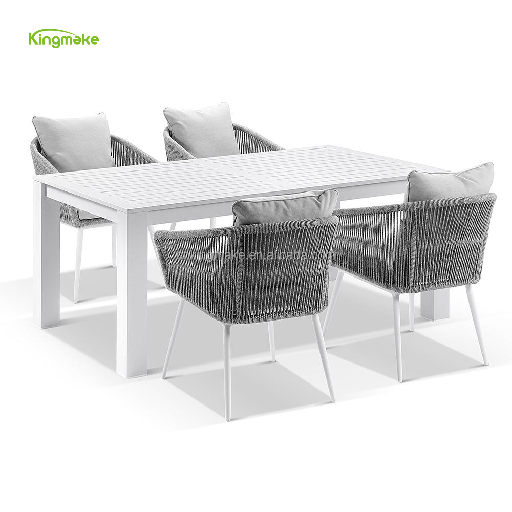 Aluminum Dinning Table Set For 4 Chairs Rattan Wicker Outdoor Furniture