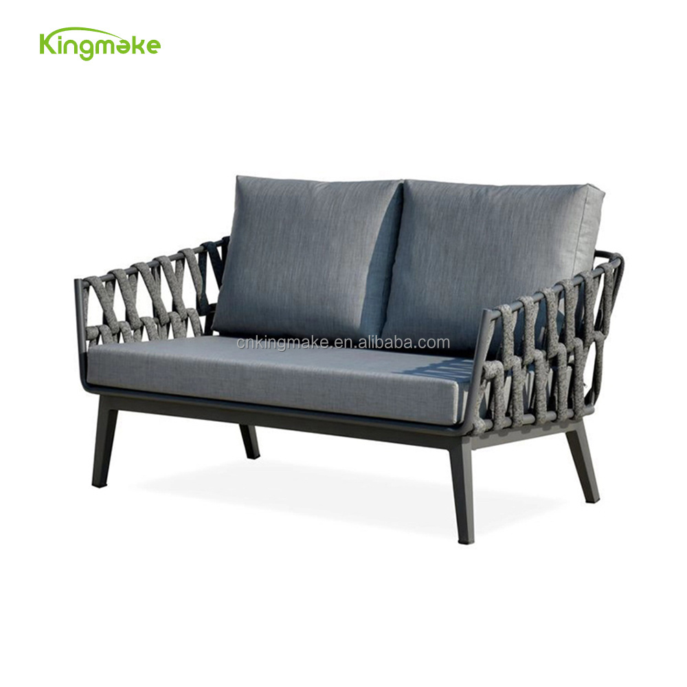 Foshan Furniture Metal Weaving Sofa Patio Furniture Set Aluminum Outdoor Furniture Rope Garden Sofas With Waterproof Cushion