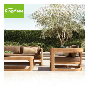 New Solid Teak Wood Outdoor Garden Leisure Set with Cushion Lounge Sofa Patio Furniture Set for Villa and hotel Application