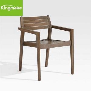 Hot Sale outdoor garden Furniture Restaurant Dining brown teak wooden accent Chairs with 8-10 year warranty Stackable