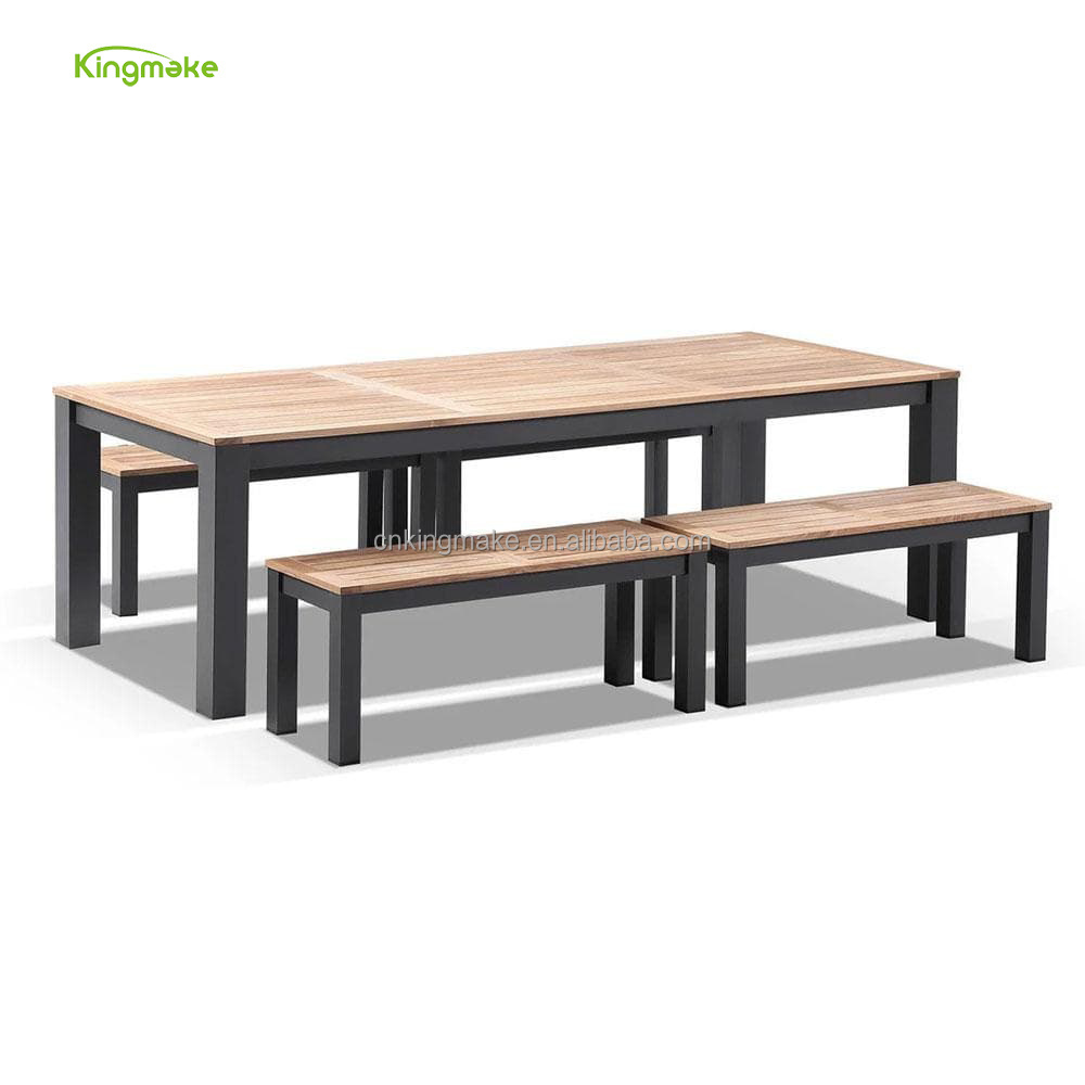 Hot Sale 8 Seater Modern Dining Table And Bench Set Patio Restaurant Hotel Teak Wood Dinner Table Sets Furniture Outdoor With Ou