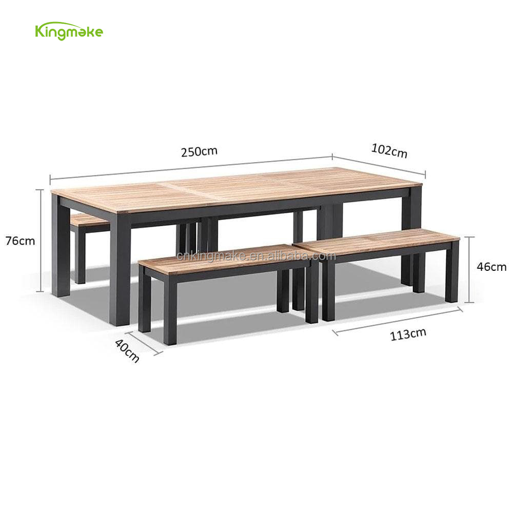 Hot Sale 8 Seater Modern Dining Table And Bench Set Patio Restaurant Hotel Teak Wood Dinner Table Sets Furniture Outdoor With Ou