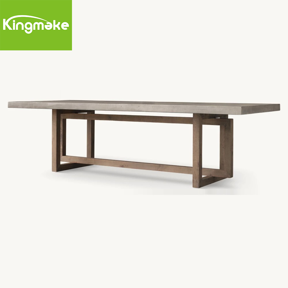 Modern American Style Dining Room Wooden Rectangular Cement Dining Table Round Solid Wood Table Concrete Dining Table